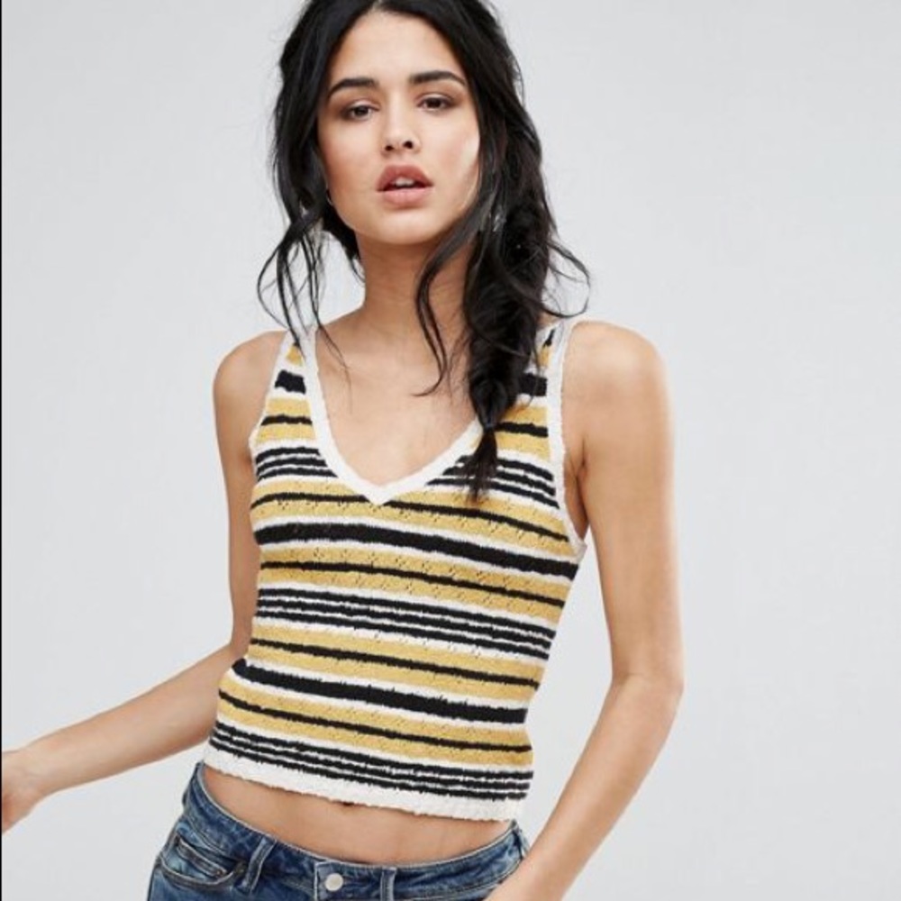 Free People Ditsy Stripe Knit Tie-Back Tank